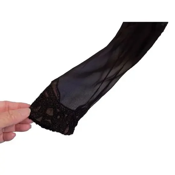 Vintage Judith Ann Creations black silk beaded evening wear cocktail size Medium - Picture 7 of 12